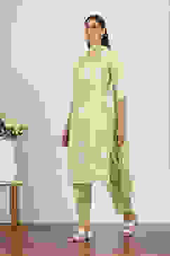 Yellow Viscose Polyester Straight Suit Sets image number 3