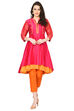 Pink Flared Polyester Kurta image number 0
