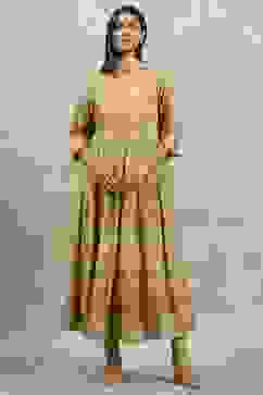 Lime Viscose Rayon Printed Anarkali Suit Set image number 6