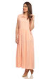 Peach Flared Viscose Dress image number 3