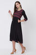 Black Viscose Rayon Flared Dress image number 2
