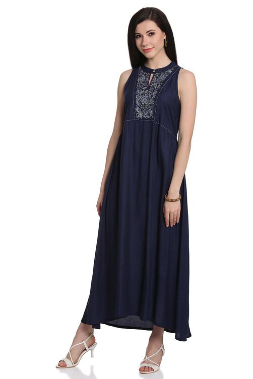 Indigo Rayon A-Line Kurta image number 5