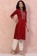 Red Art Silk Straight Kurta image number 3