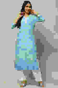 Blue Rayon Staight Kurta image number 0