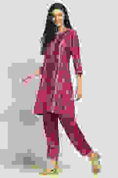 Pink Viscose Blend Printed A-Line Co-ord Set image number 3