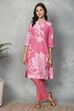 Pink Cotton Straight Kurtas