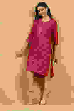 Pink Printed Straight Kurta image number 0