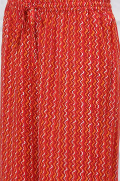 Red Viscose Straight  Kurta Pants Set image number 2