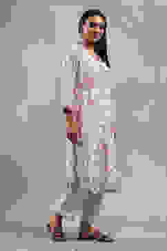 White Printed Straight Kurta image number 4