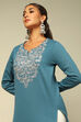 Purple Cotton Blend Straight Kurta image number 1