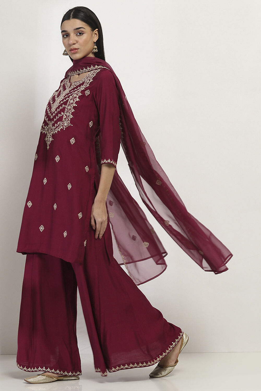 Wine Viscose Blend Straight SET image number 3