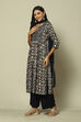 Indigo Blue Cotton Straight Printed Kurta Palazzo Suit Set image number 5