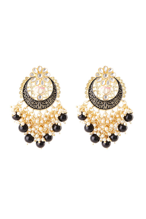 Black Metal Brass Earrings image number 2