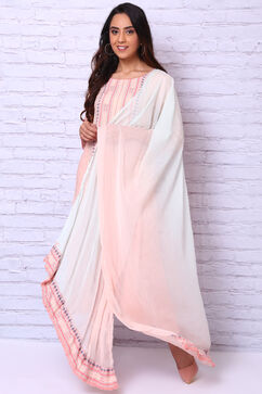 Peach And Green Polyester Chiffon Dupatta image number 1