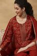 Orange Printed Poly Viscose Straight Kurta Set image number 1