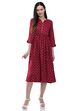 Maroon Flared Viscose Dress image number 0