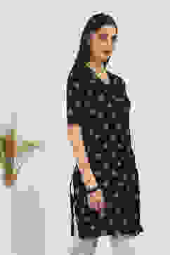 Black Rayon Straight Kurtas image number 4