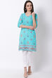 Mint Green Cotton Straight Kurta image number 2