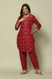 Wine LIVA Straight Printed Kurta Palazzo Suit Set image number 0