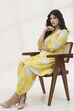 Yellow Viscose Rayon Straight Printed  image number 0
