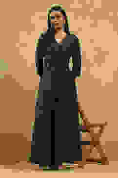 Blue Viscose Blend Printed Front Open Kurta Palazzo Set image number 0