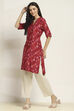 Red Viscose Rayon Printed Straight Kurta image number 2