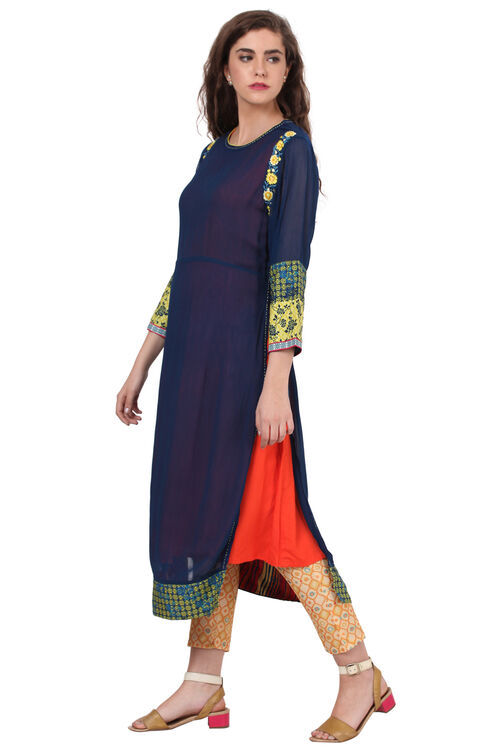 Indigo Straight Viscose Kurta image number 2
