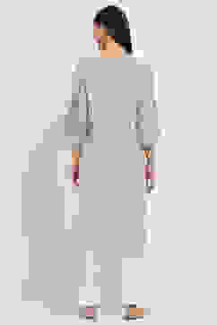 White and Teal Printed Straight Kurta image number 3