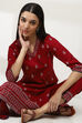 Navy Blue Cotton Printed Straight Kurta Set image number 0