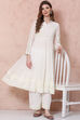 Off White Art Silk Kalidar Kurta image number 5