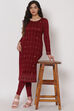 Teal Blue Poly Cotton Straight Kurta image number 4
