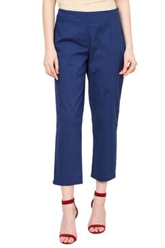 Blue Cotton Slim Pants image number 6