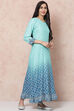 Blue Viscose Rayon Flared Dress image number 3