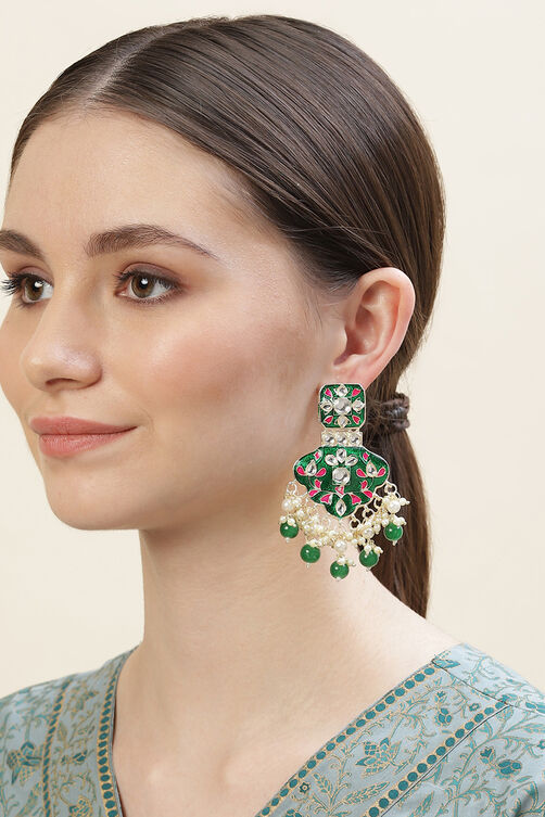 Green Alloy Earrings image number 3