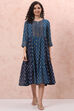 Blue Art Silk Tiered Dress image number 0