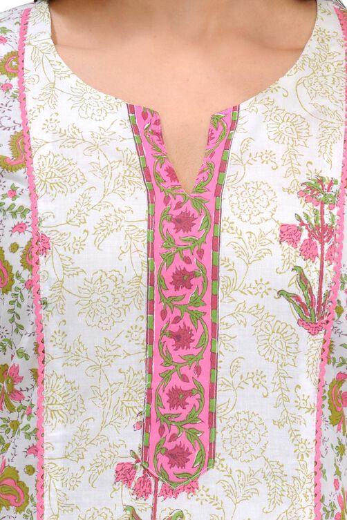 White Cotton Straight Kurta image number 4