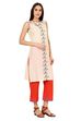 Beige Straight Cotton Kurta image number 3