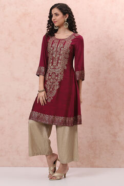 Pink A-Line Kurta image number 2