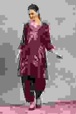 Blue Rust Viscose Blend Printed Kalidar Kurta Pants Set image number 6