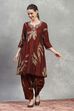 Indigo Blue Viscose Blend Printed Kalidar Kurta Pants Set image number 6