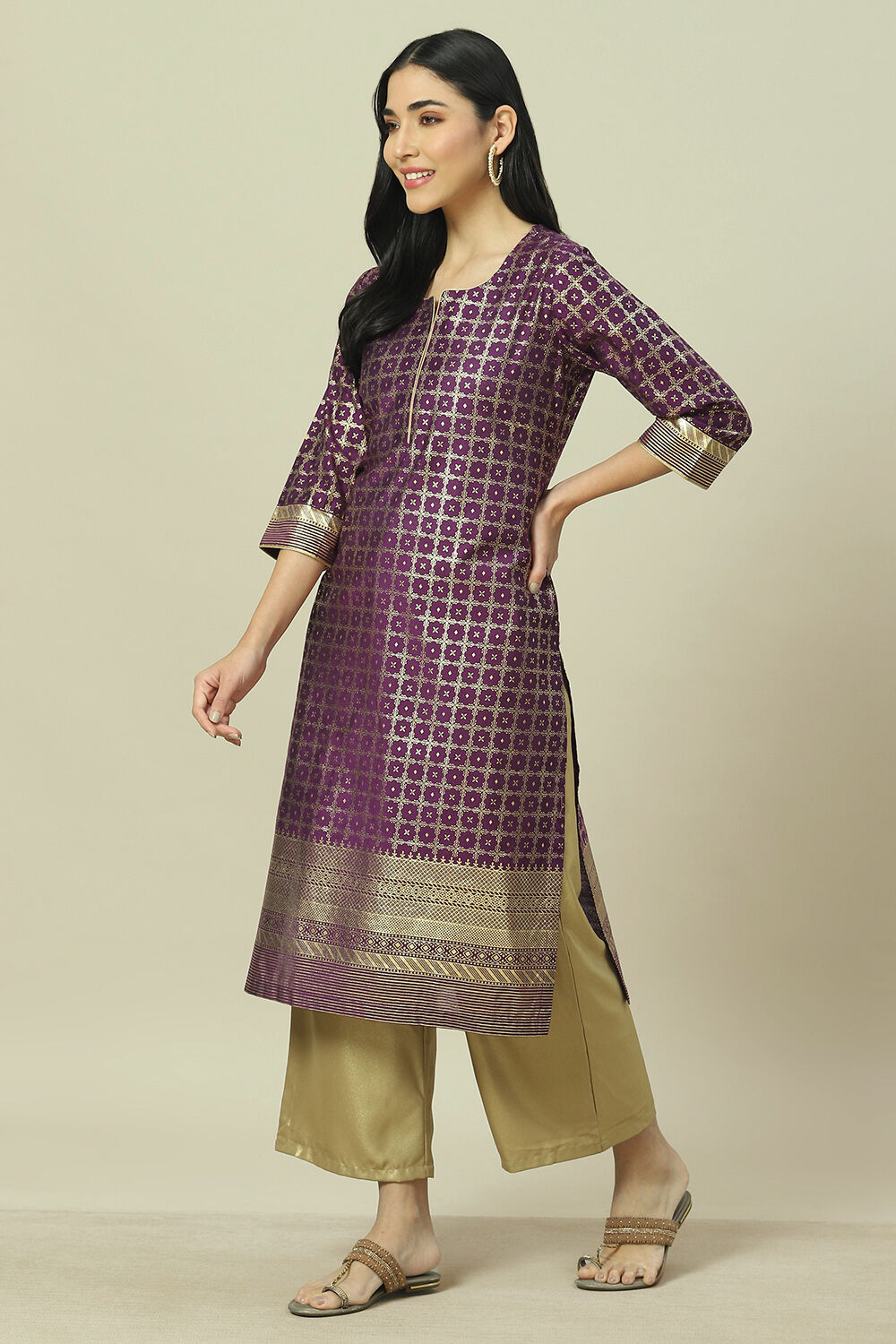 Purple Straight Kurta image number 2