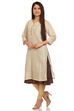 Beige Straight Cotton Kurta image number 2