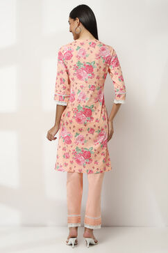Pink Cotton Printed Straight Kurta Set image number 4
