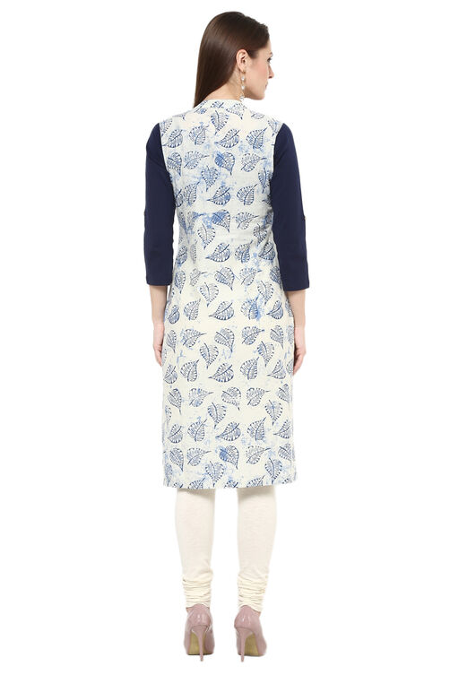 Indigo Straight Cotton Kurta image number 4