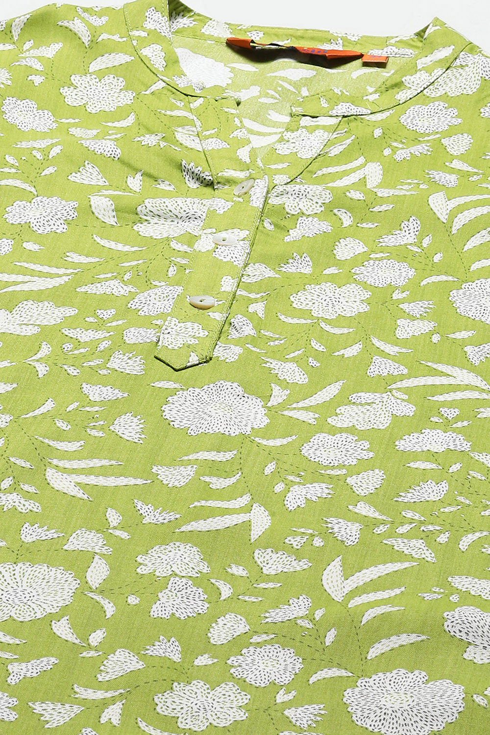 Green Floral Printed Straight Kurta image number 1