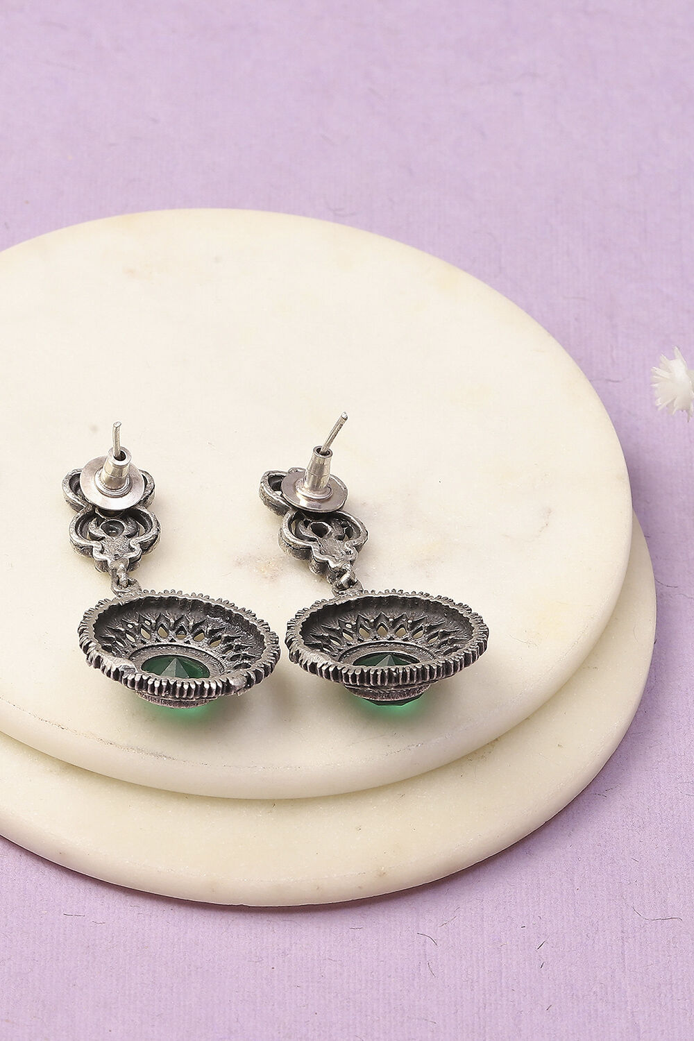 Apple Green Oxidised Alloy Earrings image number 2