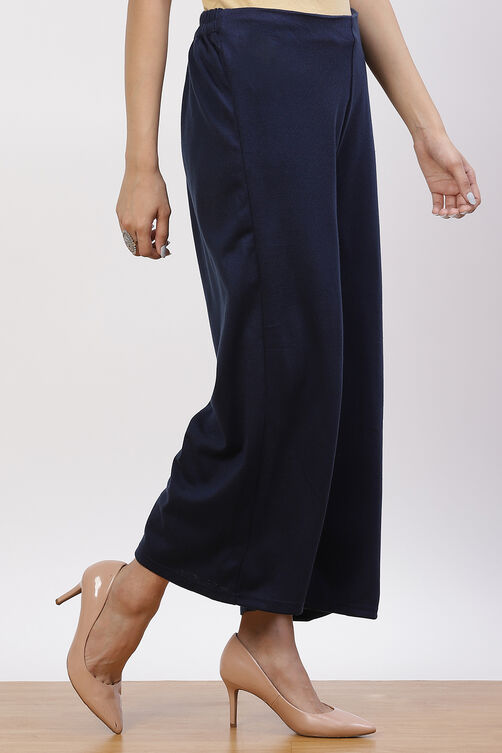 Black Acrylic Winter Palazzo Pants image number 3