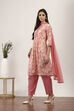 Pink Viscose Polyester Gathered Suit Sets image number 3