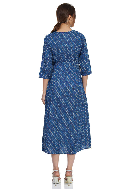 Indigo Flared Cotton Dress image number 4