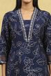 Indigo Blue Viscose Blend Printed Straight Kurta image number 1